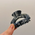 Semicircle hollow acetate hair claw clip with black grey marble pattern and gold text - Iridescent Black