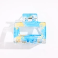 Pince à cheveux rectangulaire transparente avec marbrures bleu et or et ressort - Bleu