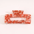 Rectangle acetate hair claw clip with vintage red and orange marble pattern finish - Red