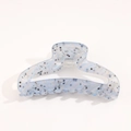 Detail view of the blue translucent marble hair claw clip with smooth polished edges - Light Blue