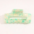Pinza per capelli rettangolare in acetato marmorizzato verde menta e crema perlato - Verde
