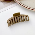 Matte olive green large hair claw clip with minimalist arc design for thick hair - 11cm / Matte Light Coffee