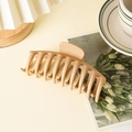 Matte beige large hair claw clip for women's daily hair styling on elegant marble desk - Bone Style Khaki