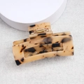 Pince à cheveux rectangulaire en acétate à motif léopard crème et noir élégante - Imprimé Léopard Moyen