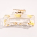 Pince à cheveux rectangulaire transparente avec texture laquée dorée et ressort métal - Grand Jaune (A2-11-10)