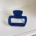 Macro shot of dark blue square acetate hair claw clip with golden French lettering - Approx 6cm / Navy Blue