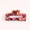 French vintage acetate hair claw clip with purple marble pattern for elegant updos - Chocolate Purple