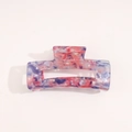 Pink and blue marble texture acetate hair claw clip with rectangular cutout design - Light Purple