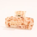 Large tortoiseshell hair claw clip in apricot marble acetate with gold metal spring - Large / Light Orange