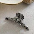 Elegant medium acetate shark hair claw clip with black and white spotted cow pattern texture - Black And White Spotted (A9-1-12)