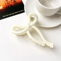 Elegant cream white matte bow hair claw clip for women in a stylish lifestyle setting - Matte Bowknot Style / 10cm Bow - Matte Milky White