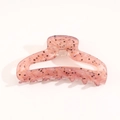 Pinza per capelli in acetato rosa con paillettes nere e venature effetto marmo - Stile Picchiettato / Rosa carne
