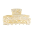 Medium rectangular cream marble acetate hair claw clip with minimalist cutout design - Marble Beige Yellow