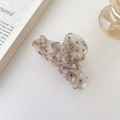 Detalle de pinza para el pelo de acetato beige con flores y diamantes de imitación grises - Gris Deslumbrante (A4-33-4) / 7.5cm