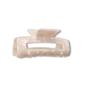 Elegant medium square marble pattern acetate hair claw clip in creamy white finish - Marble White