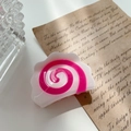 Pinza per capelli giapponese narutomaki in acetato con design a spirale rosa da donna - Stile Rotolo Dolce (A3-3-6) / Spirale Rosa Bianco