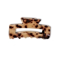Medium rectangular leopard print acetate hair claw clip with tortoise pattern - Light Leopard