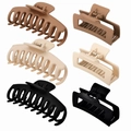 Set di 6 grandi mollette opache per capelli nei colori nero, marrone e beige - Set da 6 pezzi