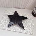 Star-shaped acetate hair clip featuring a deep blue glittering sandstone finish - Glitter Black