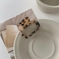French style square tortoiseshell acetate hair claw clip in amber and black pattern - Approx 6cm / Light Leopard