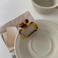 Square acetate hair claw clip featuring a tortoise shell leopard pattern and gold text - Approx 6cm / Dark Leopard Print