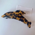 Tortoiseshell dolphin hair claw clip made of acetate with glossy finish for women - 11.2cmx3.5cm / Leopard (A7-22-1)