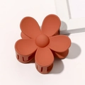 Macro detail of a high-quality matte orange flower hair claw clip on white background - Dark Orange