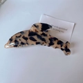 Pince à cheveux dauphin en acétate de cellulose à motif écaille de tortue brillante - 11.2cmx3.5cm / Léopard Clair (A7-22-2)