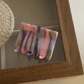 Pinza per capelli quadrata in acetato marmorizzato rosa e viola con scritta dorata - Acetato / Clip Quadrata a Righe Rosa Viola