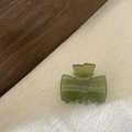 Pince à cheveux nœud en résine vert foncé de style français avec gravure ours - 4cm / Vert