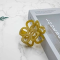 Elegant amber flower hair claw clip with a glossy translucent finish on marble background - 7cm / Durian Yellow