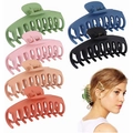Set of 6 large matte hair claw clips in assorted colors for thick hair styling - Matte 6-Piece Pack
