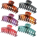 Large hair claw clip set in six translucent colors including amber and tortoiseshell finish - 6-Piece Tortoiseshell Pack