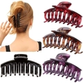 Set of four large matte hair claw clips in burgundy, tortoise, black, and deep purple colors - 4-Piece Dragon Bone Set (11cm)