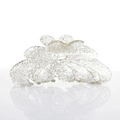 Detail of flower hair claw clip with silver glitter texture and metal spring mechanism - Silver Gray