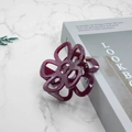 Floral hair claw clip in deep wine red finish with a glossy acrylic texture - 7cm / Dark Red