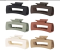 Set di 6 grandi mollettoni rettangolari opachi in vari colori neutri della terra - Stile 6 - 10.5cm