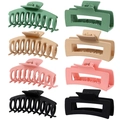 Set di 8 mollette per capelli opache in colori Morandi e design rettangolari antiscivolo - Stile 2 - 10.5cm
