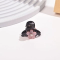 Detail of mini black hair claw clip featuring pink flower with crystal center - Pink Flower Claw Clip