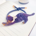 Elastico per capelli a forma di gatto in resina viola con eleganti dettagli dorati - Viola scuro