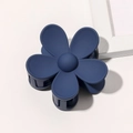 Matte dark blue flower hair claw clip with a 5-petal design and premium frosted finish - Sapphire Blue