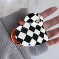Grande pince à cheveux en forme de cœur avec damier noir et blanc et contraste orange - Damier Orange Noir Blanc / 6.5cm