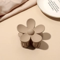 Matte khaki flower claw clip for hair with durable teeth and a stylish minimalist design - Milk Coffee