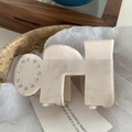 Makroaufnahme einer elfenbeinfarbenen Haarklammer aus Acetat mit edlem Strass-Besatz - Off-White (A11-3-40)