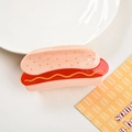 Pinza para el pelo con forma de hot dog en acetato con diseño realista y único - Rojo (10CM)