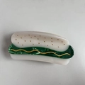 Pinza para el pelo con forma de perrito caliente en acetato crema y verde brillante - Azul (10cm)