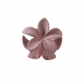 Close-up of matte dusty pink plumeria flower hair claw clip with interlocking teeth - Chestnut 4CM