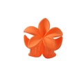 Detailed macro view of an orange frangipani flower claw clip with matte finish petals - Orange 4CM