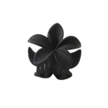 Macro detail of a black matte plumeria hair claw clip with its internal metal spring mechanism - Black 4cm