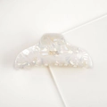 Elegant pearlescent white marble acetate hair claw clip with golden Barrette La France text - Mermaid Pearl (A11-11-40) - 10cm